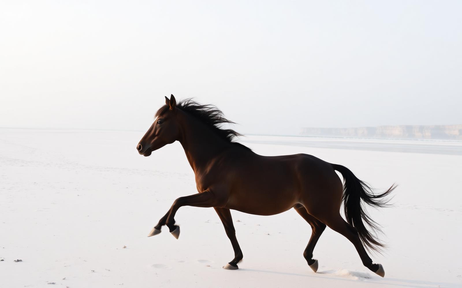 Wild Sumbanese horse on a beachfront land plot in Sumba, Indonesia